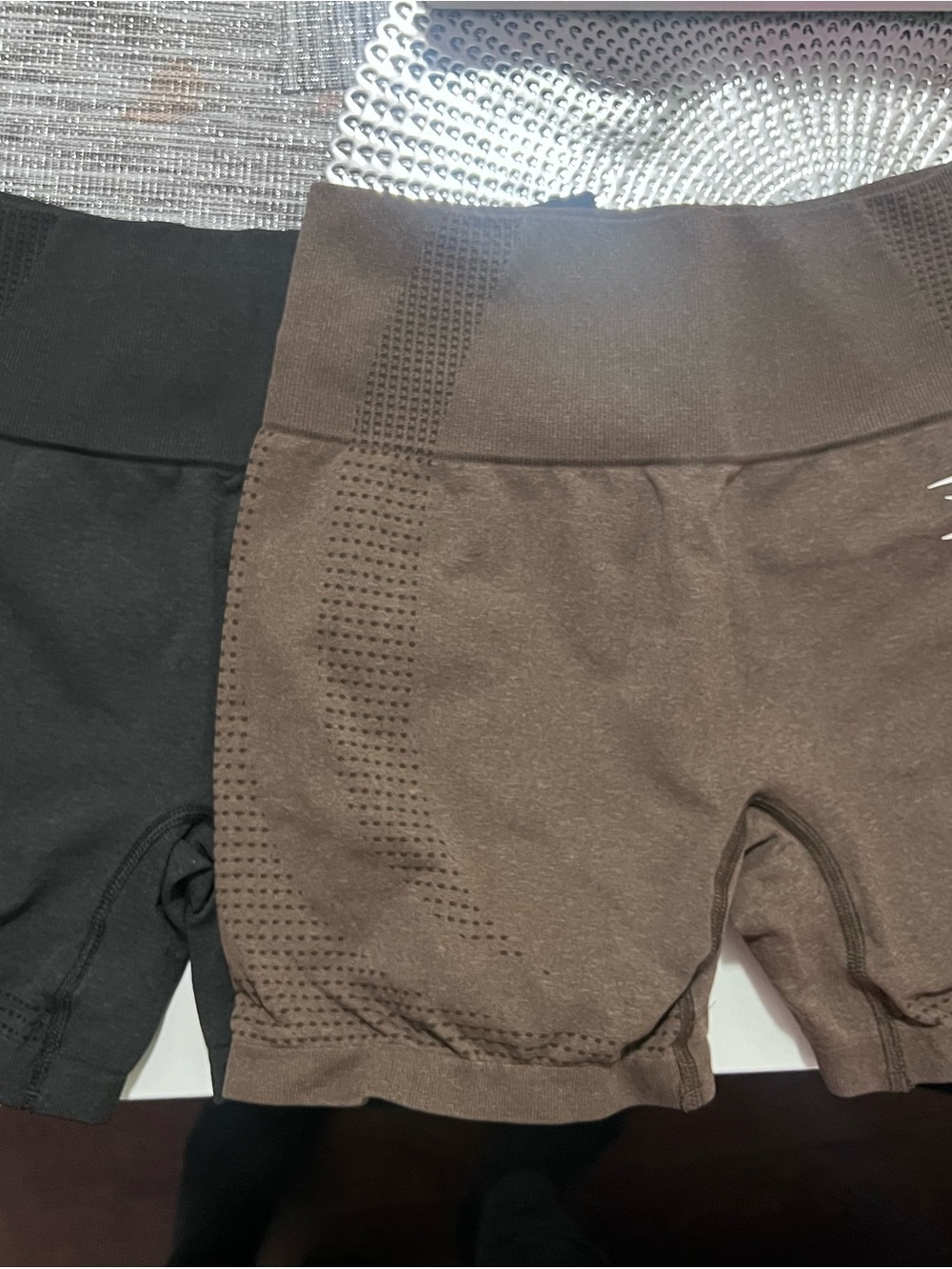 2 Gymshark Seamless Bike Shorts in Brown and Black